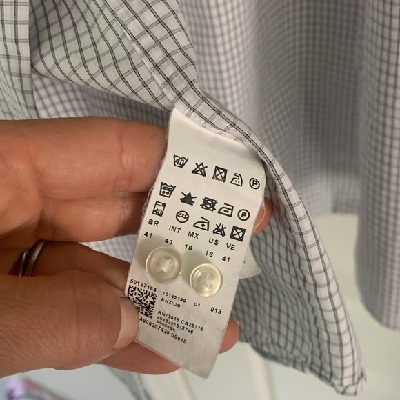 Boss Hugo‎ boss Regular fit windowpane print button down shirt black white - Picture 5 of 11